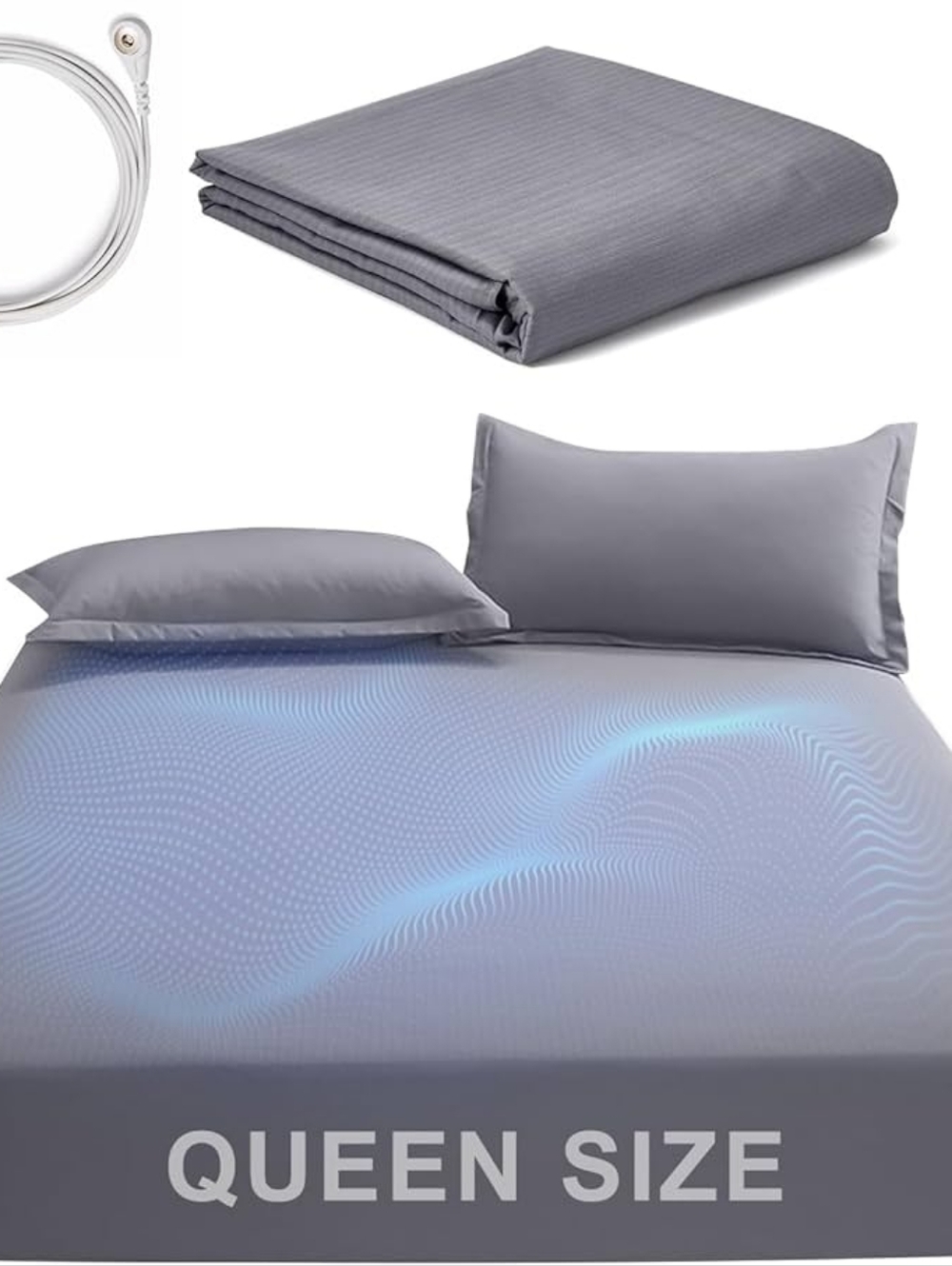 Grounding sheet mattress Cover in Charcoal Gray with cord